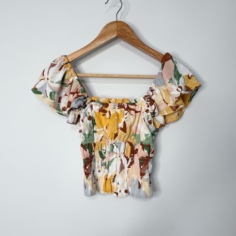 Abercrombie & Fitch Floral Print Smocked Top XXS